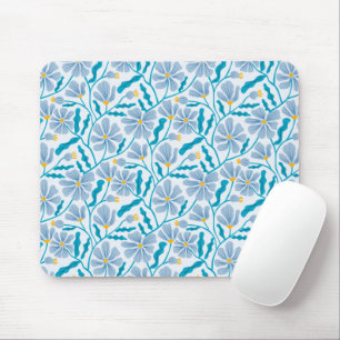 Blaues Boho-Floral-Muster Mousepad