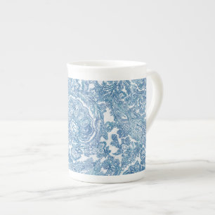Blaues Boho Paisley Muster Prozellantasse