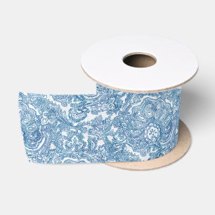 Blaues Boho-Paisleymuster Satinband