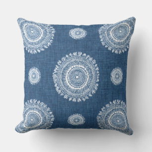 Blaues Boho-Wurfkissen Kissen