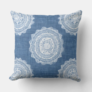 Blaues Boho-Zierkissen Kissen