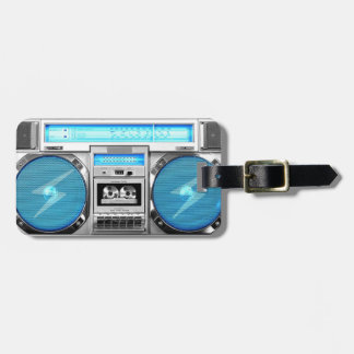 Blaues boombox gepäckanhänger