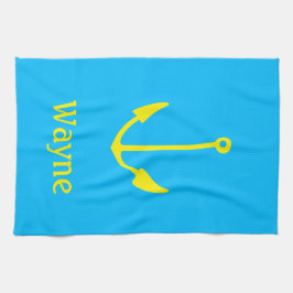 Blaues Boot (Name) Gelb Geschirrtuch