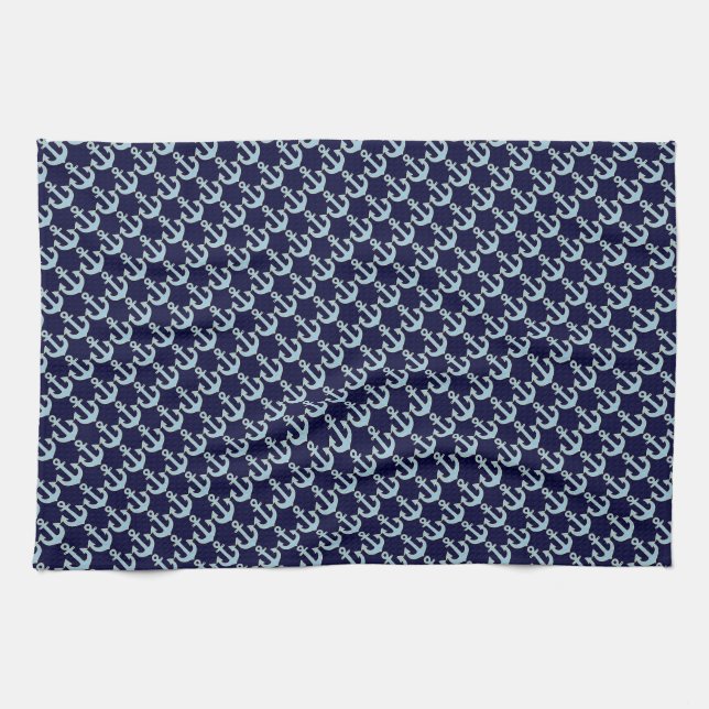 blaues Boot nautisches Anker-Muster Handtuch (Horizontal)