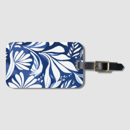 Blaues botanisches Aquarell-Blumenmuster Gepäckanhänger