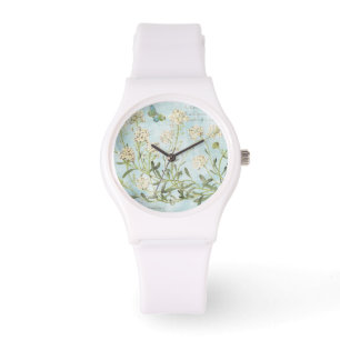 Blaues botanisches armbanduhr