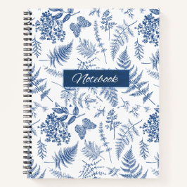Blaues Botanisches Deluxe-Spiralnotizbuch Notizbuch