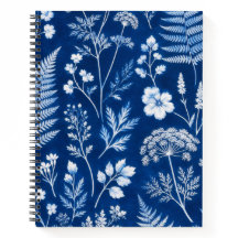 Blaues Botanisches Florales College-Notizbuch
