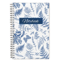 Blaues Botanisches Florales Deluxe-Spiralnotizbuch