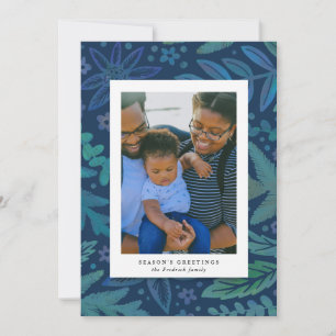 Blaues botanisches Frohe Festtage Portrait