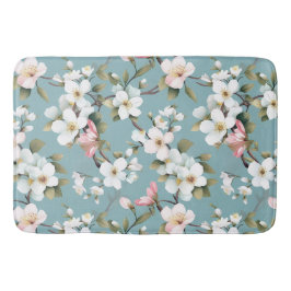 Blaues Botanisches Frühlingshemd Badematte