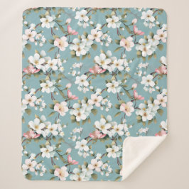 Blaues Botanisches Frühlingshemd Sherpadecke