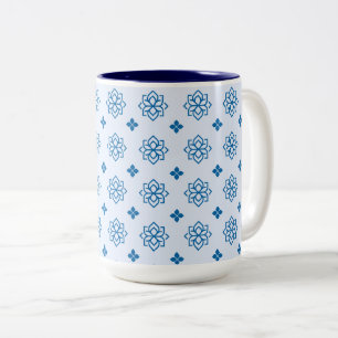 Blaues botanisches inspiriertes Motiv Zweifarbige Tasse