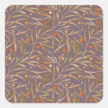 Blaues botanisches Muster im Vintage-Stil, quadrat