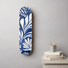Blaues botanisches Muster Skateboard
