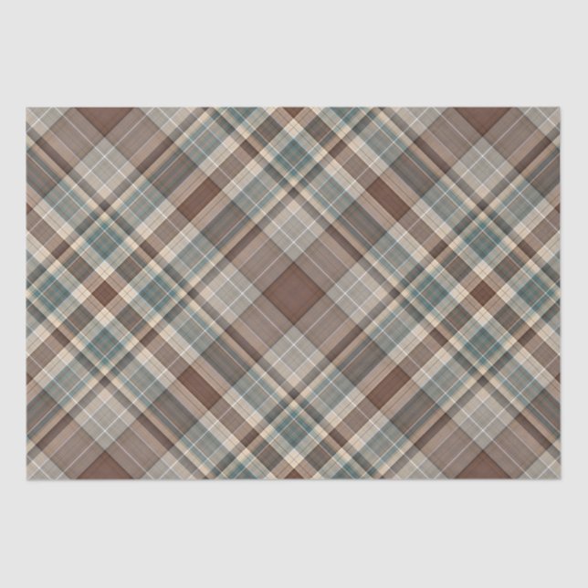 Blaues Braun Tartan-Karo Seidenpapier (Vorderseite)
