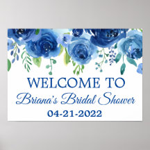 Blaues Brautparty Blumenposter