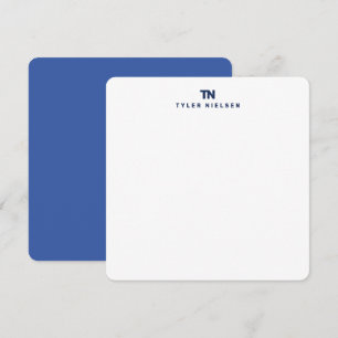 Blaues Briefpapier mit Initialen Mitteilungskarte