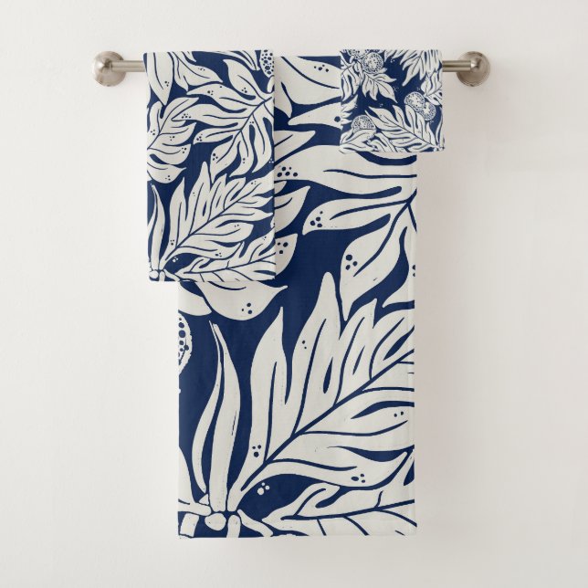 Blaues Brotfrucht Badhandtuch Set (Insitu)