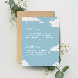 Blaues Buch und Windeln für die Babydusche Einladung