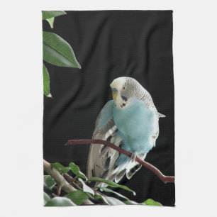Blaues Budgie Geschirrtuch