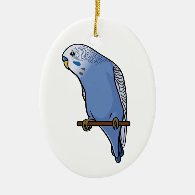 Blaues Budgie Keramikornament (Vorne)