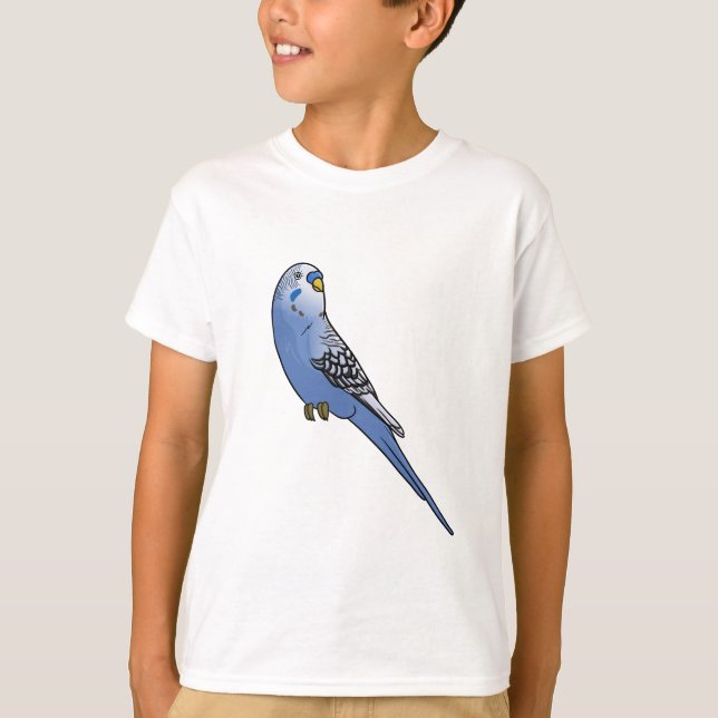 Blaues Budgie T-Shirt (Vorderseite)