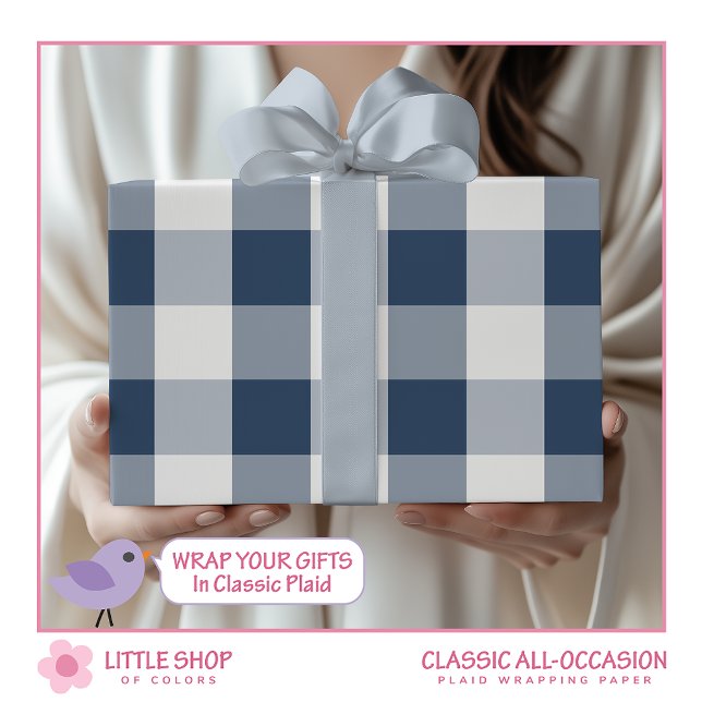 Blaues Büffel-Karo-Wrap-Papier Geschenkpapier (Von Creator hochgeladen)