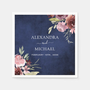 Blaues Burgund Hochzeit im Wasser Serviette