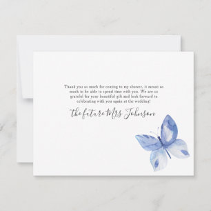 Blaues Butterfly-Brautparty Dankeskarte