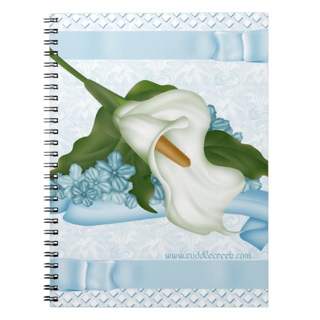 Blaues Calla-Lilien-Notizbuch Notizblock (Vorderseite)