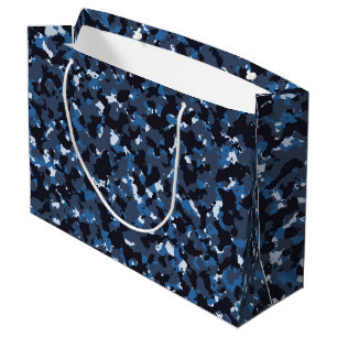 Blaues Camouflage-Muster Große Geschenktüte