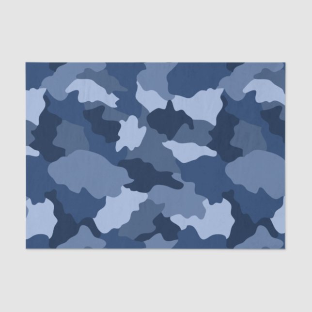 Blaues Camouflage-Muster Seidenpapier (Vorderseite)