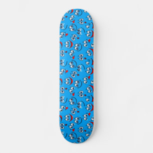 Blaues Cartoon-Gesichtsmuster Skateboard