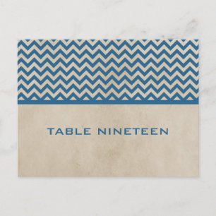 Blaues Chic Chevron Tischnummern-Postkarte Postkarte