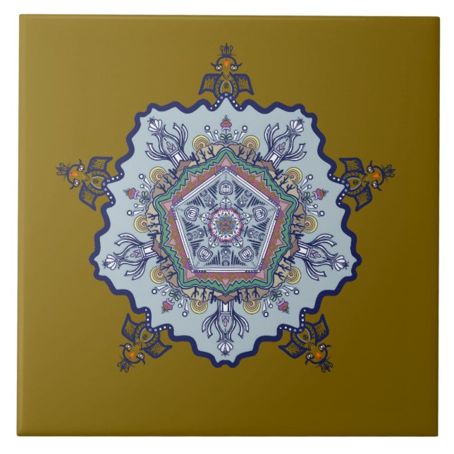 Blaues China-Design. Was sehen Sie Keramikfliese (Vorderseite)
