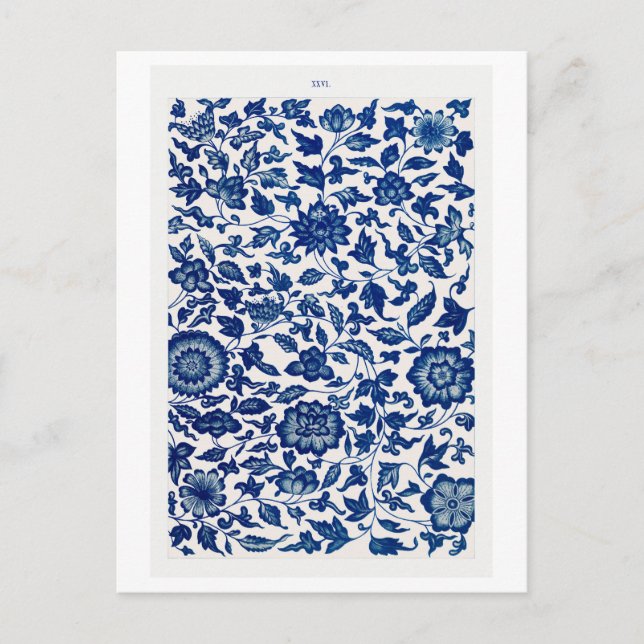 Blaues chinesisches Blume-Muster aus Owen Jones Bo Postkarte (Vorderseite)