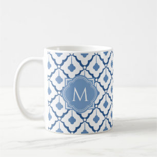 Blaues chinesisches Keramik-Muster mit Monogramm Kaffeetasse