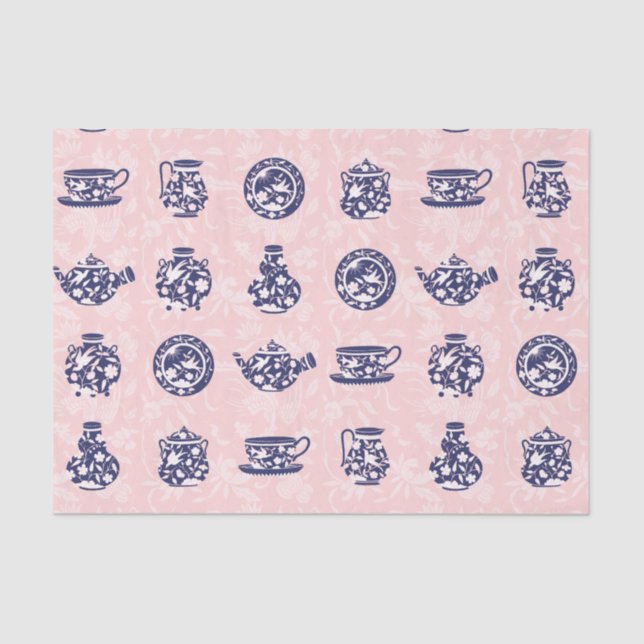 Blaues Chinesisches Porzellangewebe Seidenpapier (Vorderseite)