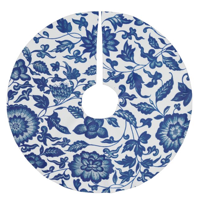 Blaues chinesisches Ziergebirge  Polyester Weihnachtsbaumdecke (Vorderseite)