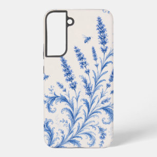 Blaues Chinoiserie-Lavendel-Bienen-Handyhülle Samsung Galaxy Hülle