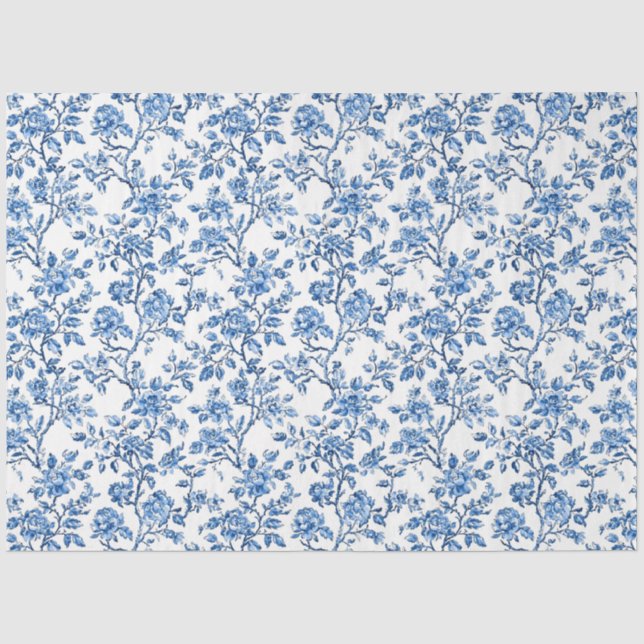 Blaues Chinoiserie-Muster  Seidenpapier (Vorderseite)