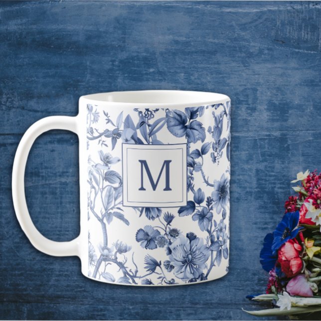 Blaues Chinoiserie-Toile-Muster Kaffeetasse (Von Creator hochgeladen)