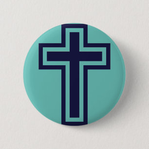 Blaues christliches Kreuz verschiedene Varianten Button