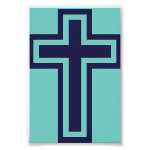 Blaues christliches Kreuz verschiedene Varianten Fotodruck