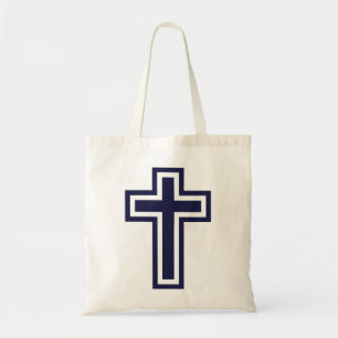 Blaues christliches Kreuz verschiedene Varianten Tragetasche