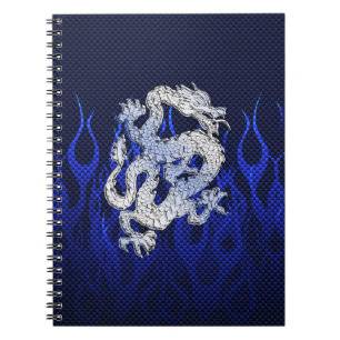 Blaues Chrom mag Drache-Kohlenstoff-Faser-Art Notizblock