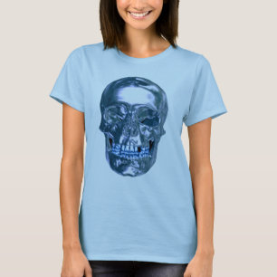 Blaues Chrome-Totenkopf-Shirt T-Shirt