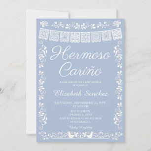 Blaues Cielito Lindo Hermoso Cariño Baby Shower-Ei Einladung