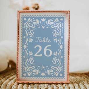 Blaues Cielito Lindo Papel Picado Baby Shower  Tischnummer